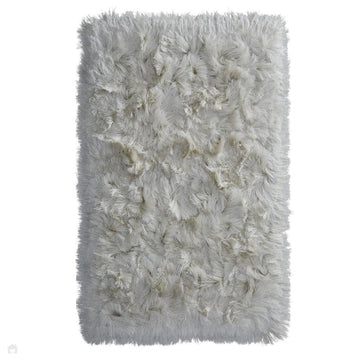 Glamour Deluxe Plush Super Soft Plain Textured Fine Yarn Polyester Shimmer Hand-Tufted Long Pile Shaggy Ivory Rug-Origins-Rug Love - The Most Loved Rug Store